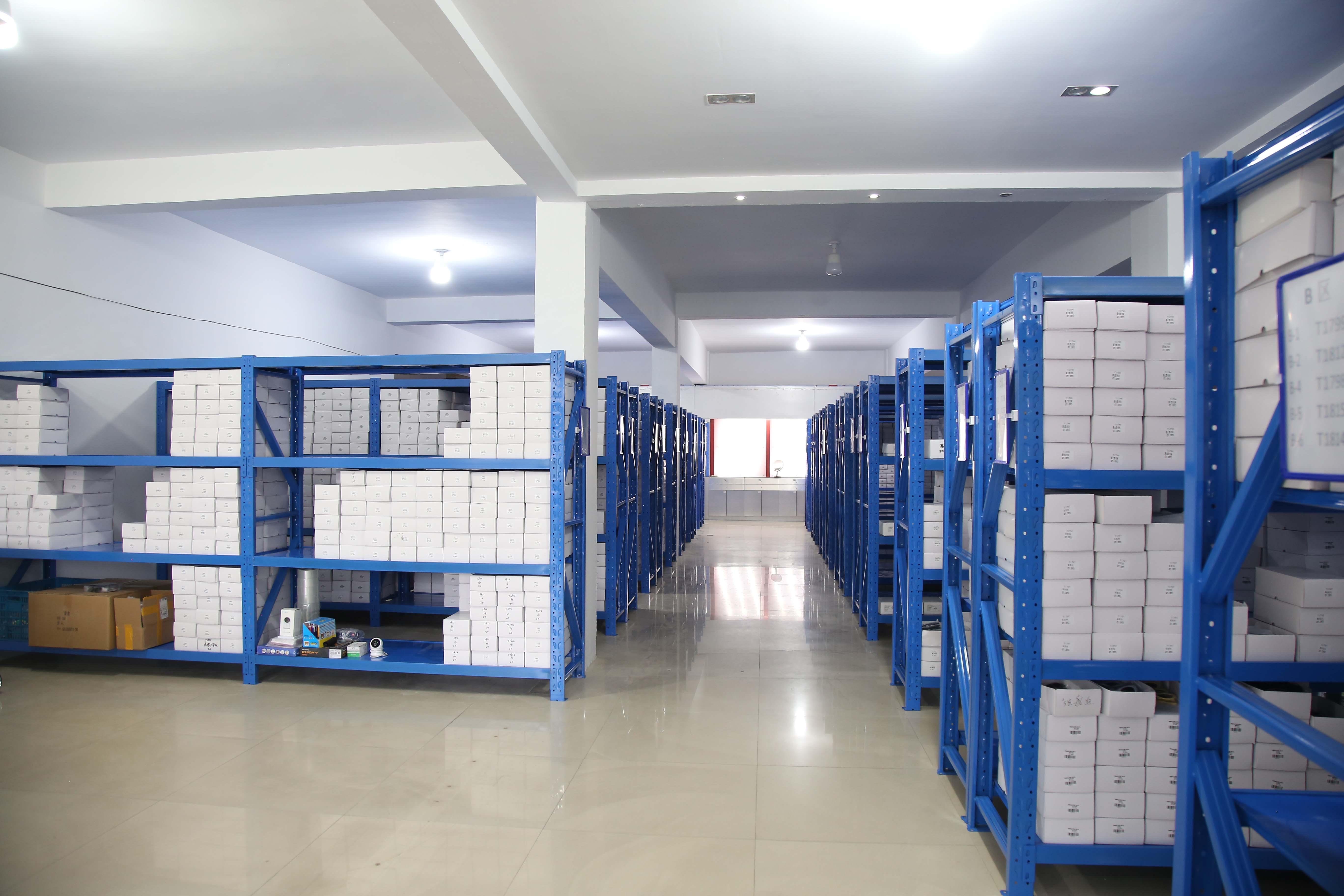 Stockroom with boxed eyewear inventory
