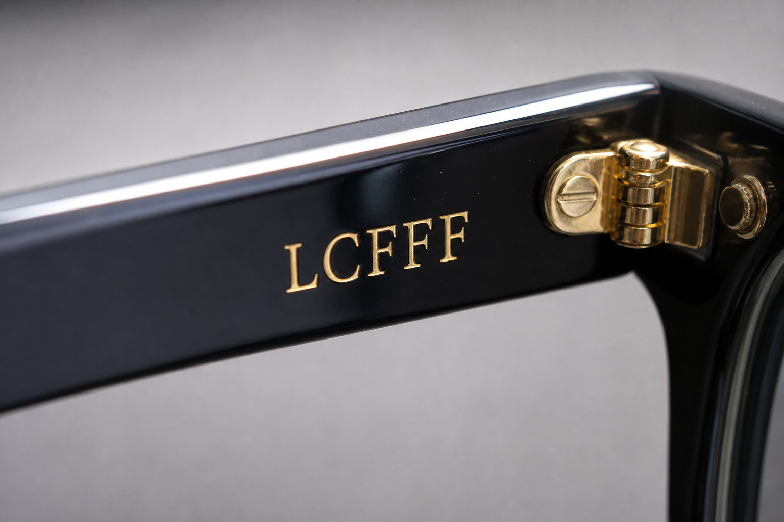 Custom LCFFF logo laser engraved on glasses temple